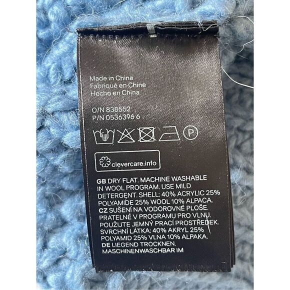 S4‎ H&M Baby Blue Crochet Knitted Oversized Slouchy Sweater - Picture 4 of 7